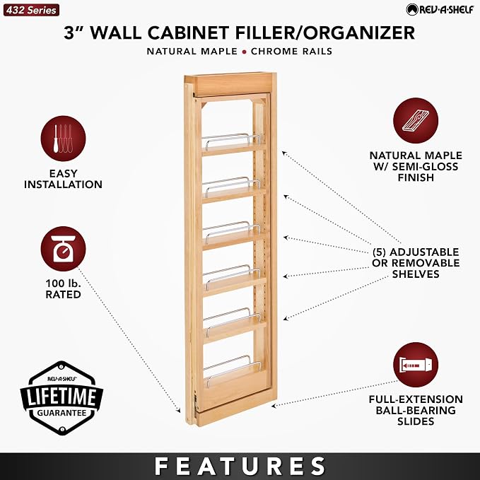 Rev-A-Shelf 3" W x 39" H Pull Out Quad Shelf Organizer - Image 5
