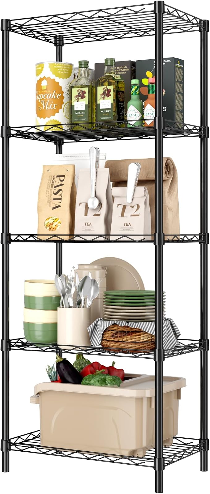 HOMEFORT 5-Tier Wire Shelving 5 Shelves Unit Metal Storage Rack Durable by HOMEFORT