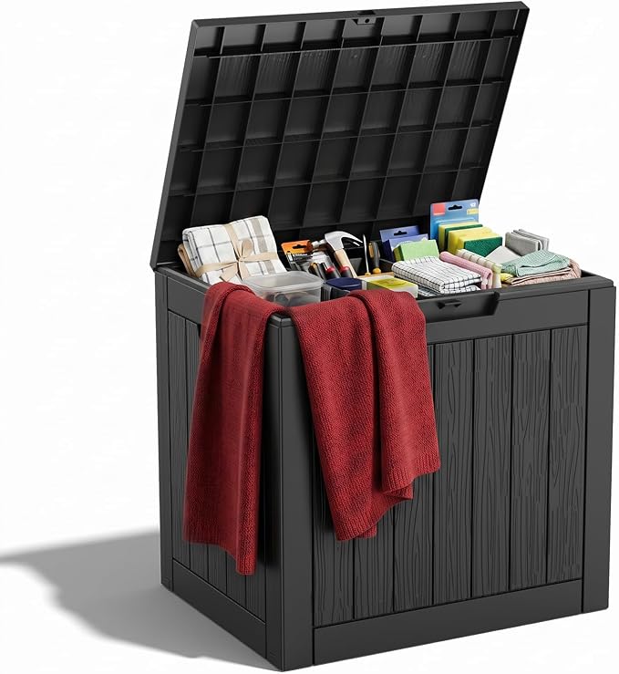 ROJIK 37 Gallon Resin Deck Box, Lockable Waterproof Weatherproof Outdoor by ROJIK