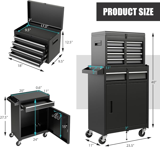 Goplus Tool Chest, 5-Drawer Rolling Tool Storage Cabinet - Image 3