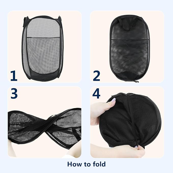 Pop Up Laundry Hamper, Mesh Laundry Basket Collapsible, Foldable Hamper - Image 3