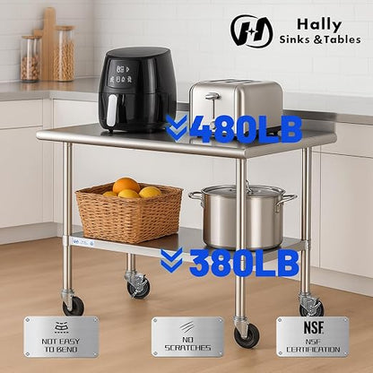 Hally Stainless Steel Table for Prep & Work 24 x 48 Inches - Image 4