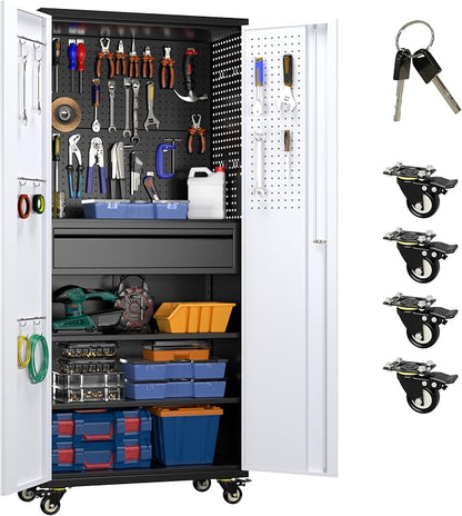 Metal Garage Cabinet with Wheels, Assembly Required by METALYEYE