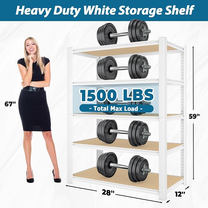 PrimeZone 28" W x 12" D x 59" H Closet Storage Shelves - Image 2