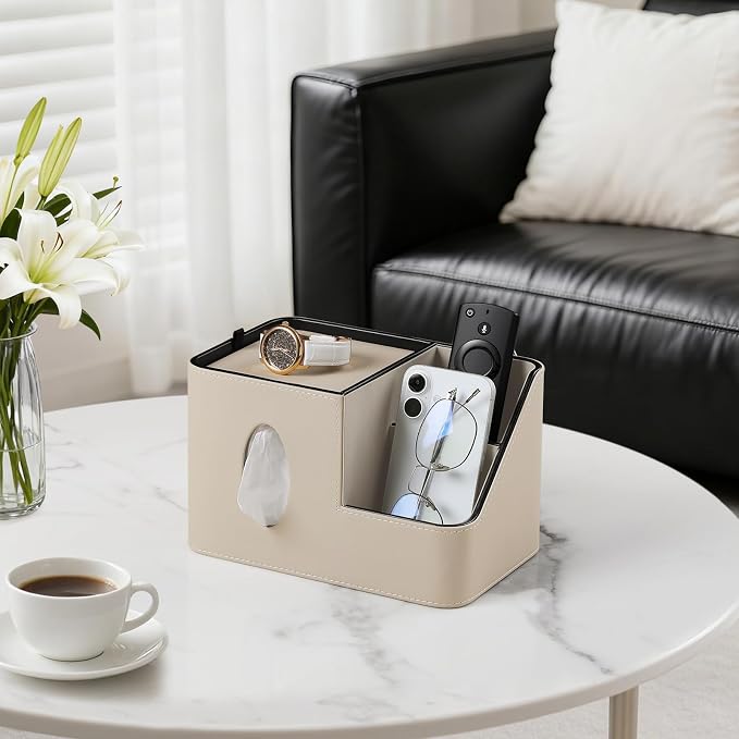 PU Leather Square Tissue Box Cover - Image 3