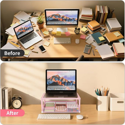 Small Pink Laptop Stand for Desk, Monitor Stand, Office Desk Accessories - Image 5
