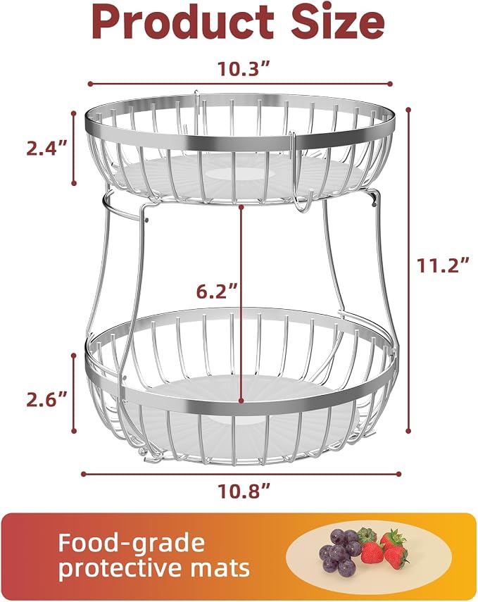 Sevenblue 2 Tier Fruit Bowl for Kitchen Counter - Image 7