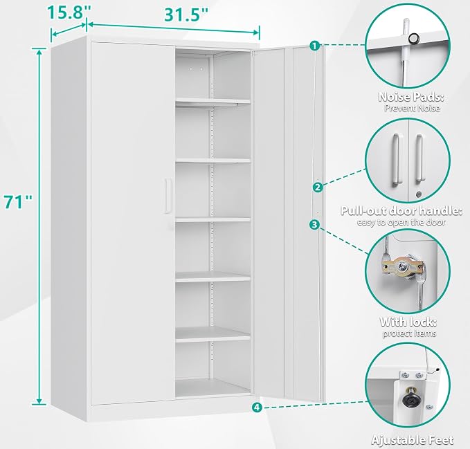 SISESOL Metal Storage Storage Cabinet - Image 3