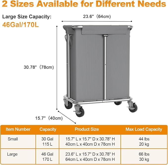Hodonas Laundry Basket with Wheels, Rolling Laundry Hamper, 46 Gallons - Image 6