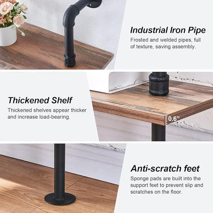 HOMBAZAAR Industrial Pipe Bookshelf, 6 Tier Pipe Shelving, Wall Mounted Ladder - Image 8