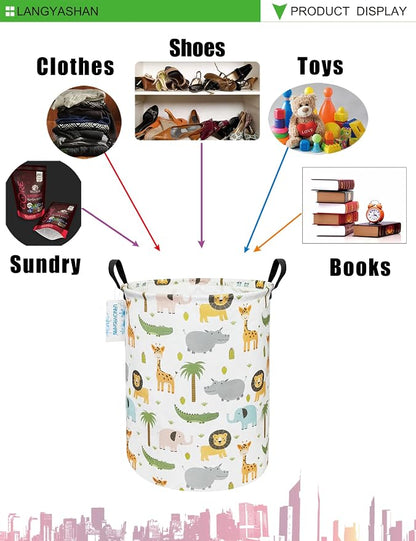 LANGYASHAN Laundry Basket Canvas Fabric Collapsible Organizer Basket - Image 7