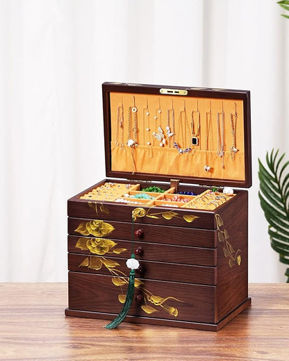 Hand-drawn rose Jewelry Box Wood - Image 5