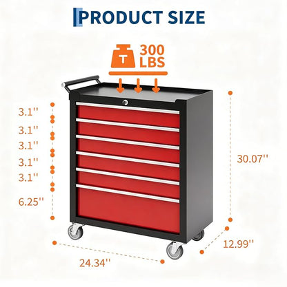 Garvee Rolling Tool Chest, 6 Drawers Tool Storage Cabinet, Toolbox - Image 3