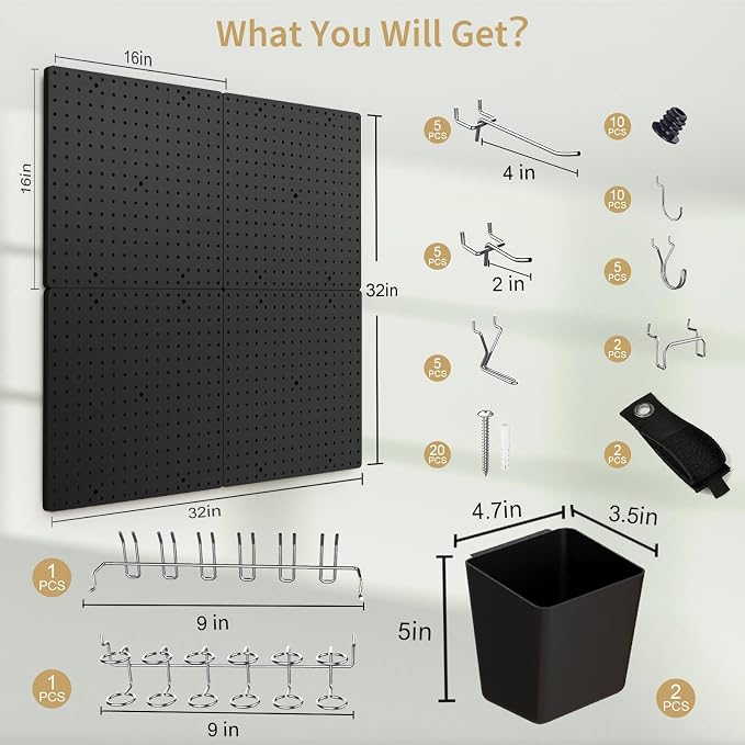 FZK Pegboard 32"*32", Peg Board Organizer - Image 2