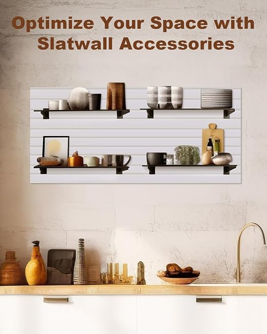MUZIK Slatwall Shelf Brackets, Secure Shelf Support, 30 Lb Load Capacity - Image 4