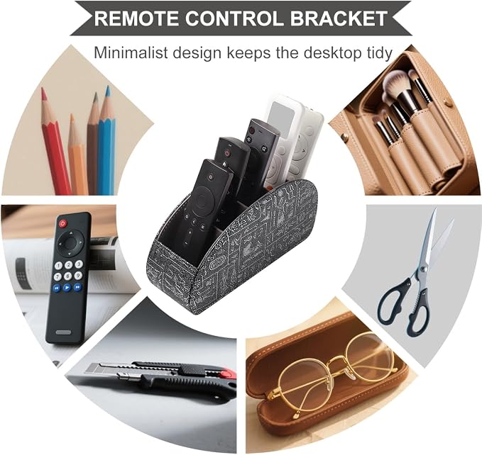 Remote Control Holder with 5 Compartments, Upgraded PU Leather TV Remote Caddy - Image 4
