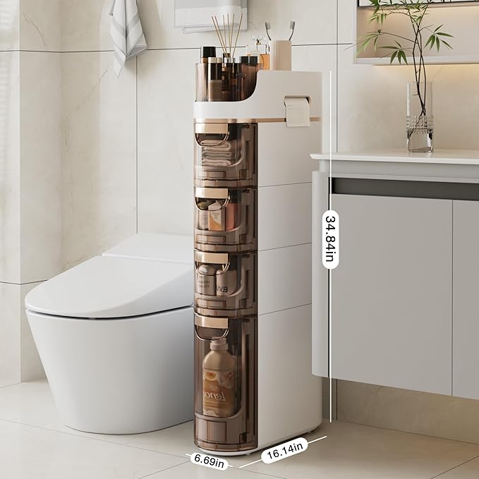 VECELO 4-Tier Slim Bathroom Storage Cabinet - Image 2