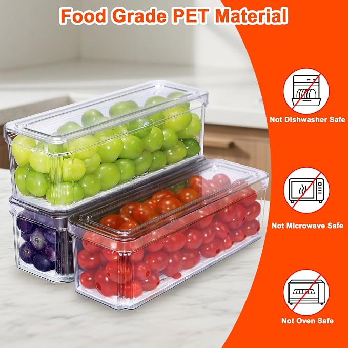YINGRACE 3 Pack Fridge Organizer Bins, Stackable Refrigerator Organizers and - Image 5