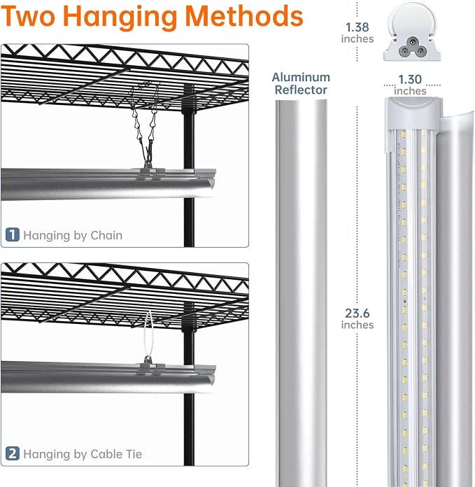 Bstrip Plant Shelf with Grow Light, 5-Tier Plant Stand with T8 24W Grow Light - Image 8