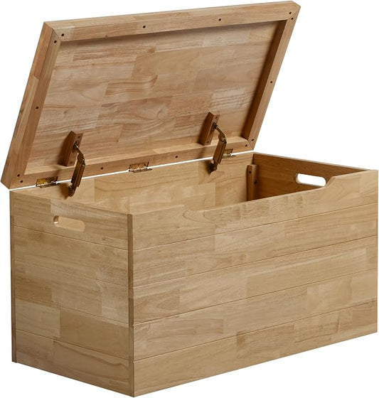 eHemco Solid Hardwood Storage Trunk, 35.5x18.63x19.5 | Safety Hinghes, by eHemco