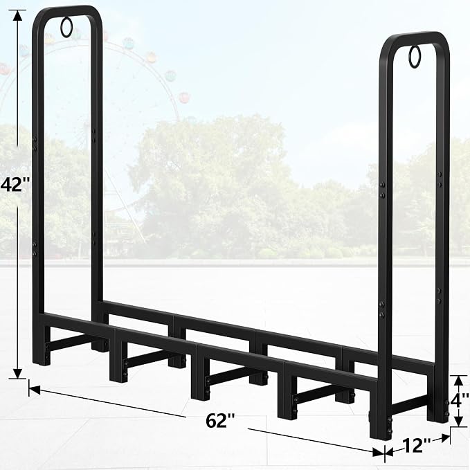 Amagabeli 5ft Firewood Log Rack Outdoor Heavy Duty Logs Holder - Image 8