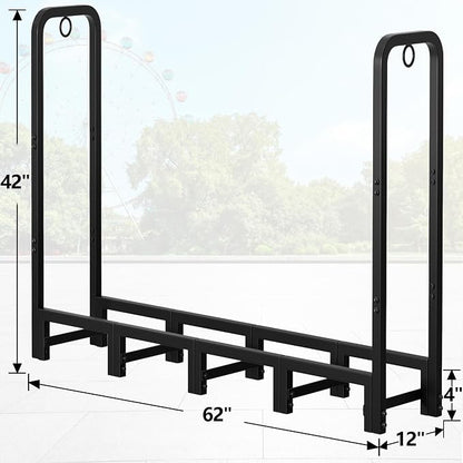 Amagabeli 5ft Firewood Log Rack Outdoor Heavy Duty Logs Holder - Image 8