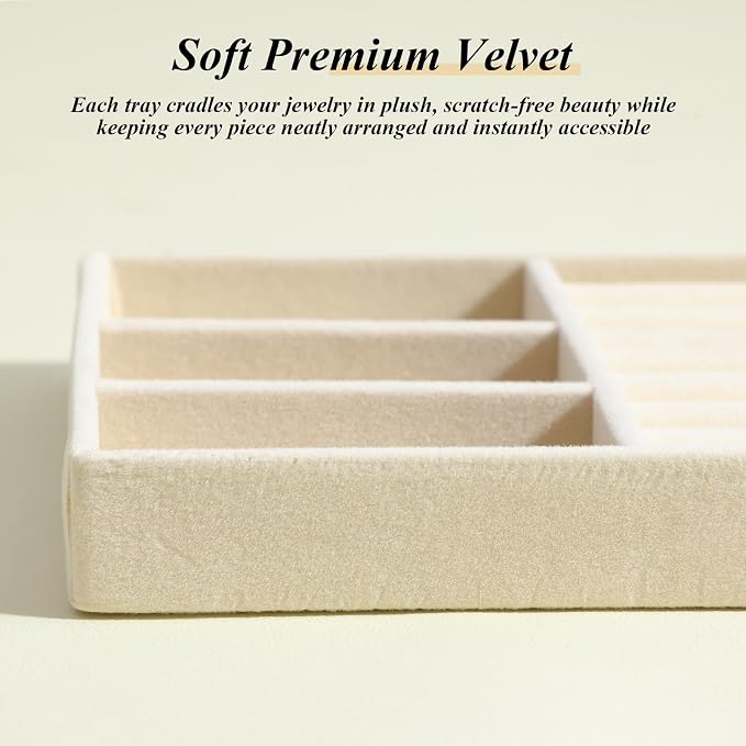 8 Pack Velvet Jewelry Trays Stackable Jewelry Organizer Tray Inserts - Image 6