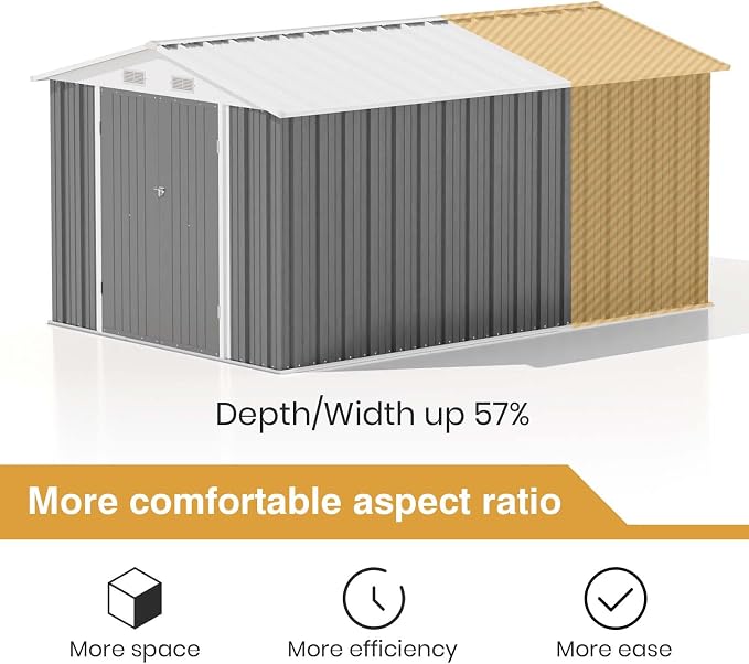 Patiowell 8 x 12 FT Outdoor Storage Shed, Metal Storage Shed, Utility and Tool - Image 7