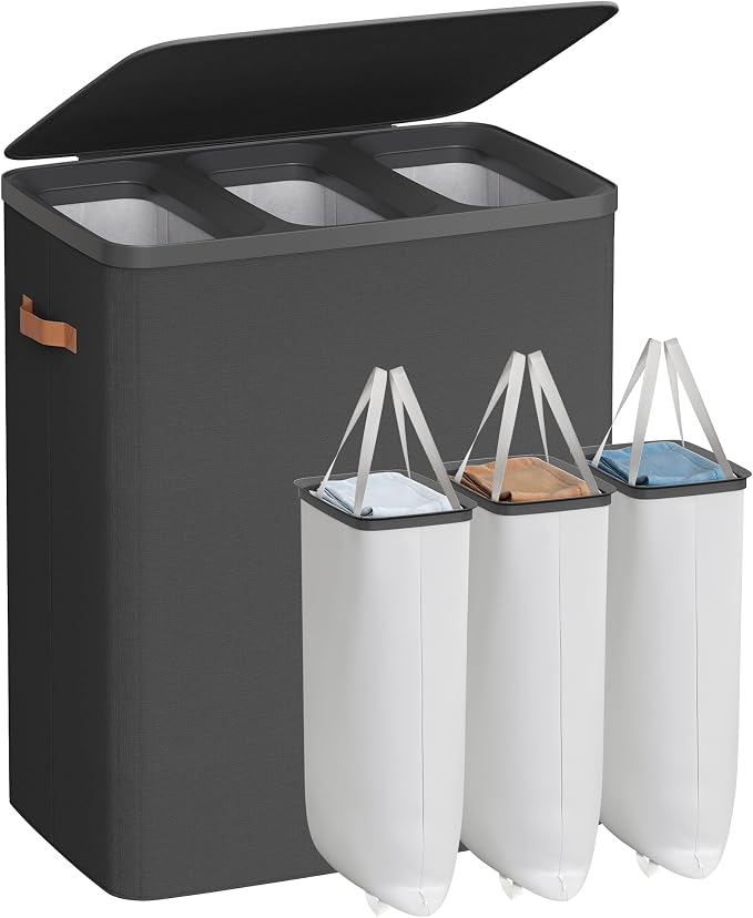 SONGMICS Laundry Basket, 50.2 Gal. Laundry Hamper, 3 Compartments, Easy Assembly by SONGMICSbySONGMICSHOME