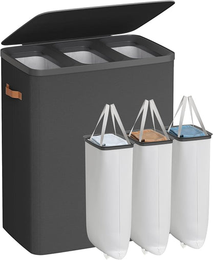 SONGMICS Laundry Basket, 50.2 Gal. Laundry Hamper, 3 Compartments, Easy Assembly by SONGMICSbySONGMICSHOME