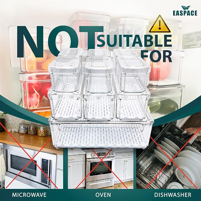 10-Pack Clear Fridge Organizer Bins - Image 5