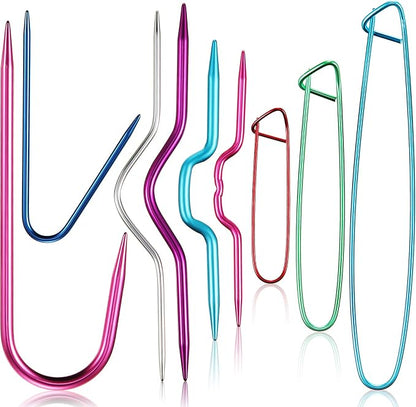 WILLBOND 9 Pieces Cable Stitch Holders, Mixed Color Aluminum Cable Needles by Willbond+Technology+Limited