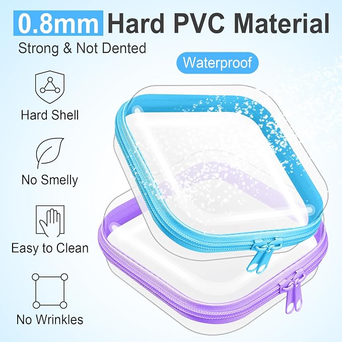 Hoolerry 4 Pcs Hard Clear Zipper Case Makeup Bags Plastic Pencil Pouch - Image 4