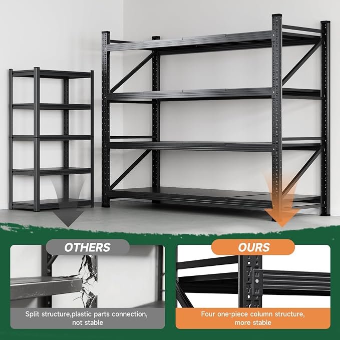 Letaya 71.3" W Metal Storage Shelves, 5000LBS Heavy Duty Garage Shelving Units - Image 9