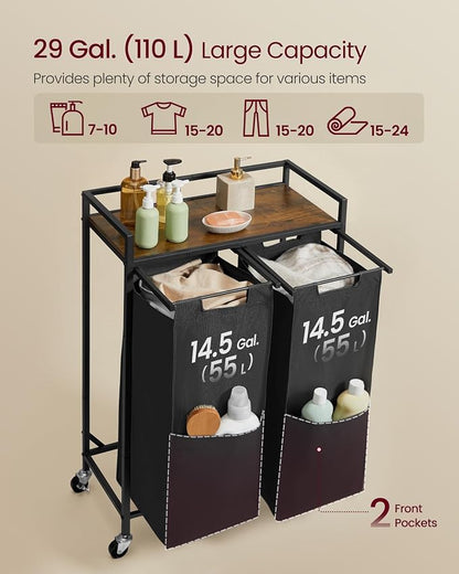 VASAGLE Laundry Sorter, 29 Gal. Laundry Hamper Basket - Image 3