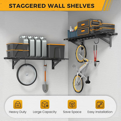 Jusgym 2-Pack Wall Mounted Garage Shelves, 1x4 ft Heavy Duty Garage Storage - Image 8