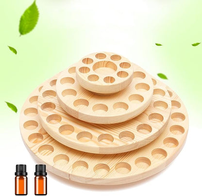 63 Slots Essential Oil Bottle Holder 4 Tiers Wooden Rotating Round Essential by AKaSping
