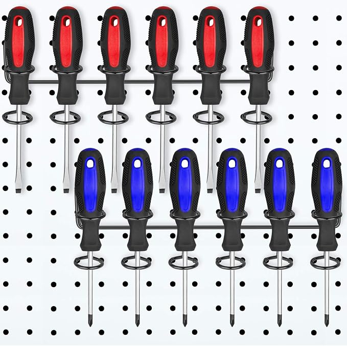 Hotop 2 Pieces Pegboard Screwdriver Holder Peg Board Tool Utility Hooks - Image 4