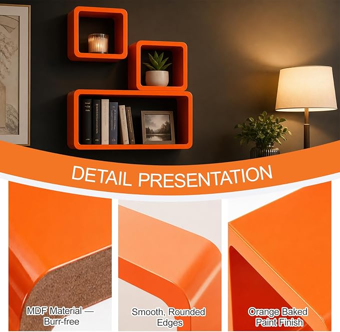 HJZALMI Floating Cube Wall Shelves, - Image 6