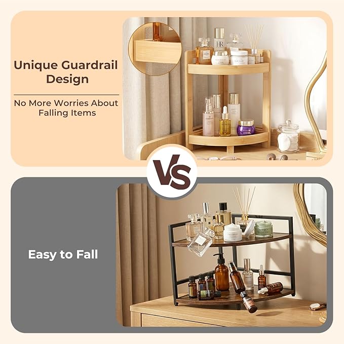 2026 New Bamboo Standing Shelf, 2 Tier Corner Shelf Stand, bathroom - Image 4