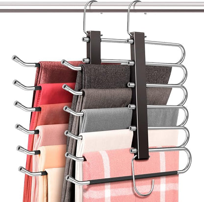 HUITEM Space Saving 6 Tier Pant Hangers, Stainless Steel, 2 Pack by HUITEM