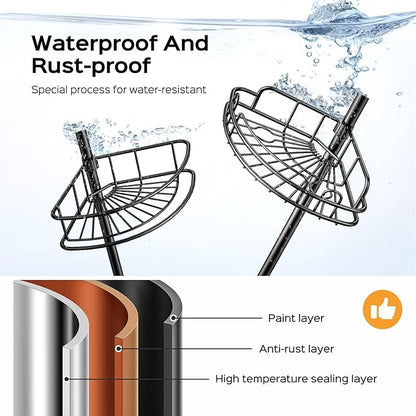HAMITOR Corner Shower Caddy Tension Pole: 4-Tier Rust-Resistant Adjustable - Image 2