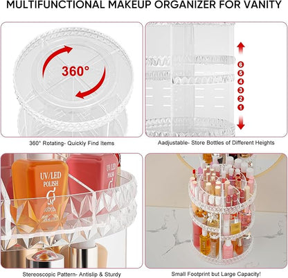 360 Rotating Makeup Organizer, DIY Adjustable Cosmetics Organizer, Professional - Image 3