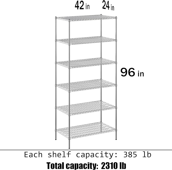 24" Deep x 42" Wide x 96" Height Wire Shelving Kit | 6-Tier | NSF Commercial - Image 3