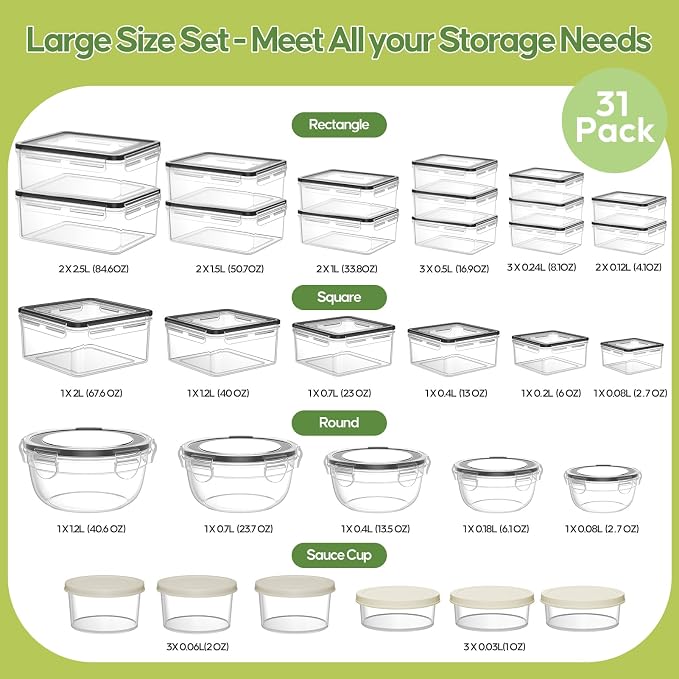 62 PCS Large Food Storage Containers - Image 2