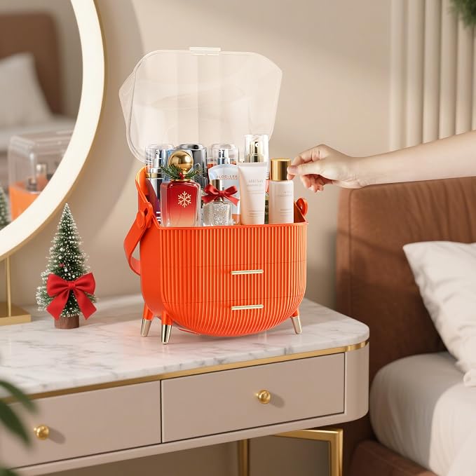 MASSY Egg Shape Makeup Storage Box, Countertop Portable Vanity Cosmetics - Image 5