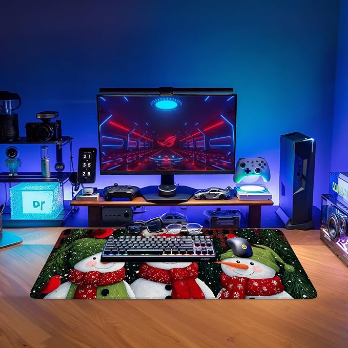 Three Snowmen Gaming Mouse Pad 31.5"x11.8"Desk Mat Anti-Slip Rubber Base & - Image 9
