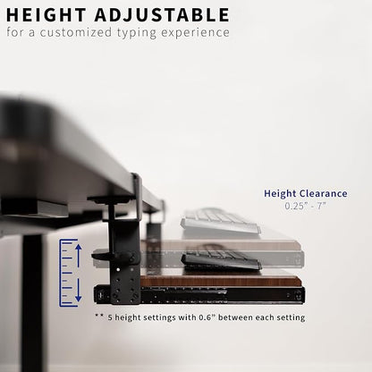 VIVO Large Height Adjustable Under Desk Keyboard Tray, C-clamp Mount System - Image 8