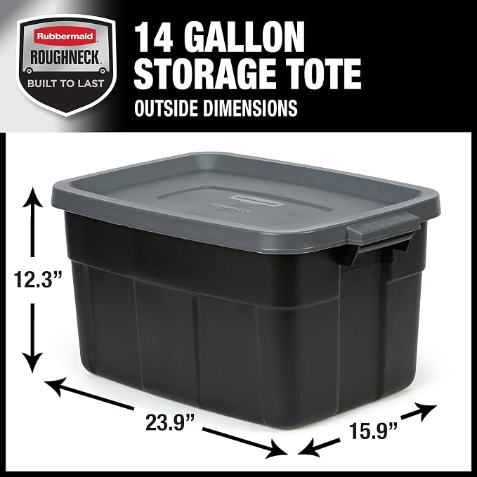 Rubbermaid Heavy Duty Black Storage Bins Plastic Totes - Image 2