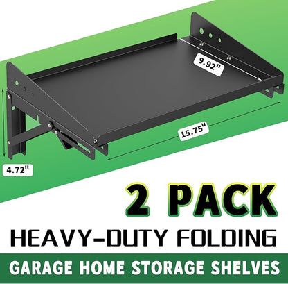 ULIBERMAGNET Garage Folding Storage Rack Shelves, 200LB Metal Wall Mounted - Image 2